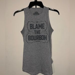 Blame the Bourbon Women’s Medium Gray Muscle Tank